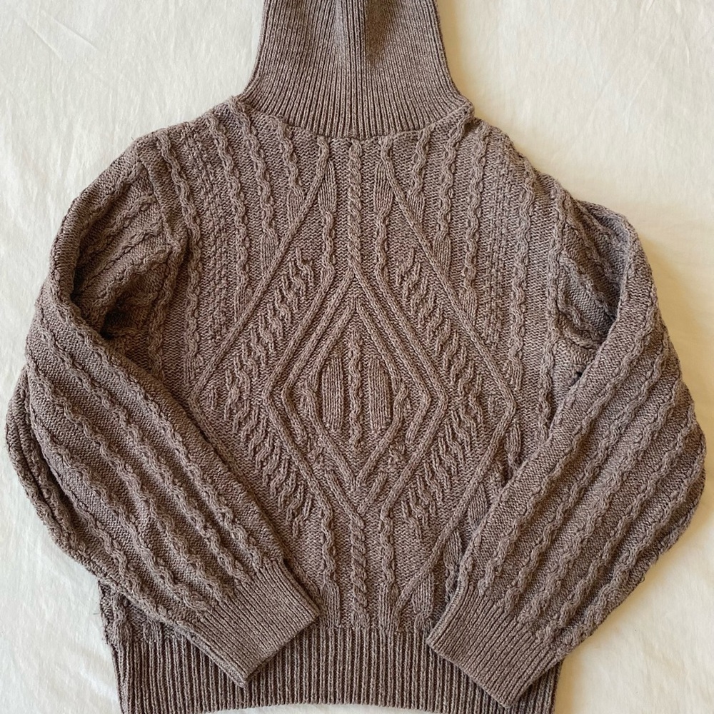 Parkhurst Brown Cable Knit Turtleneck Sweater
